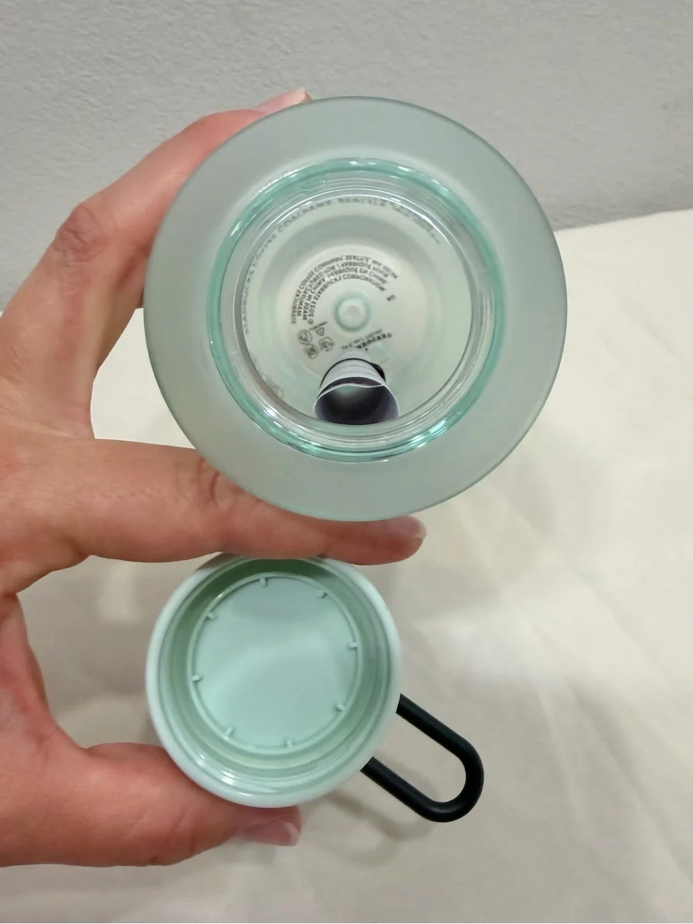 NWT Starbucks Water Bottle Mint Green Frosted Tritan Base Finger Loop 24oz